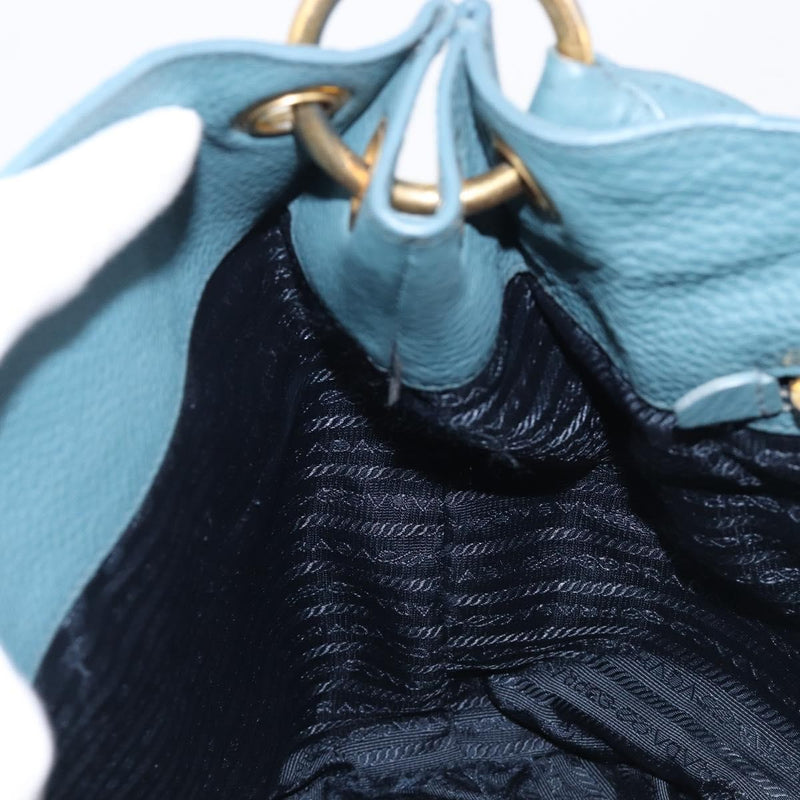 Prada Rolled Hobo Vitello Daino Blue Leather