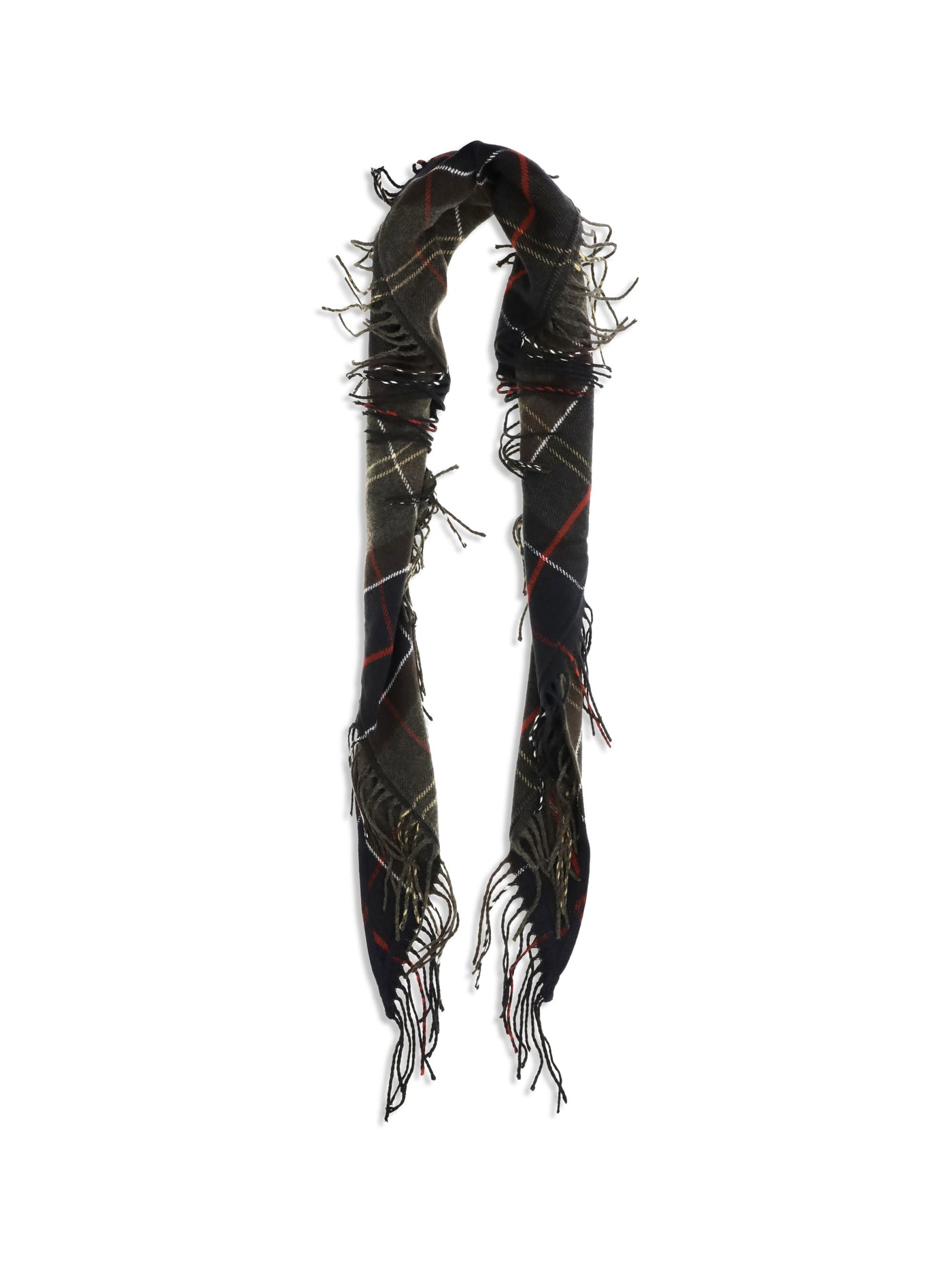 Barbour Kirklees Tartan Scarf — Multicolor Merino Wool Scarfs