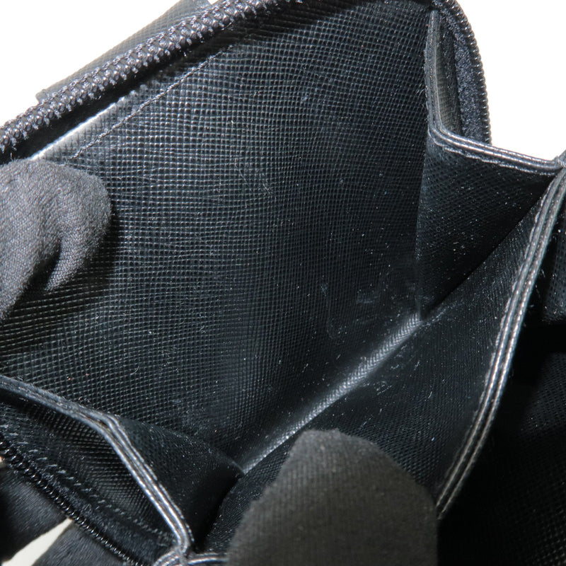 Prada Bifold Zip Around Saffiano Leather Black Accessory