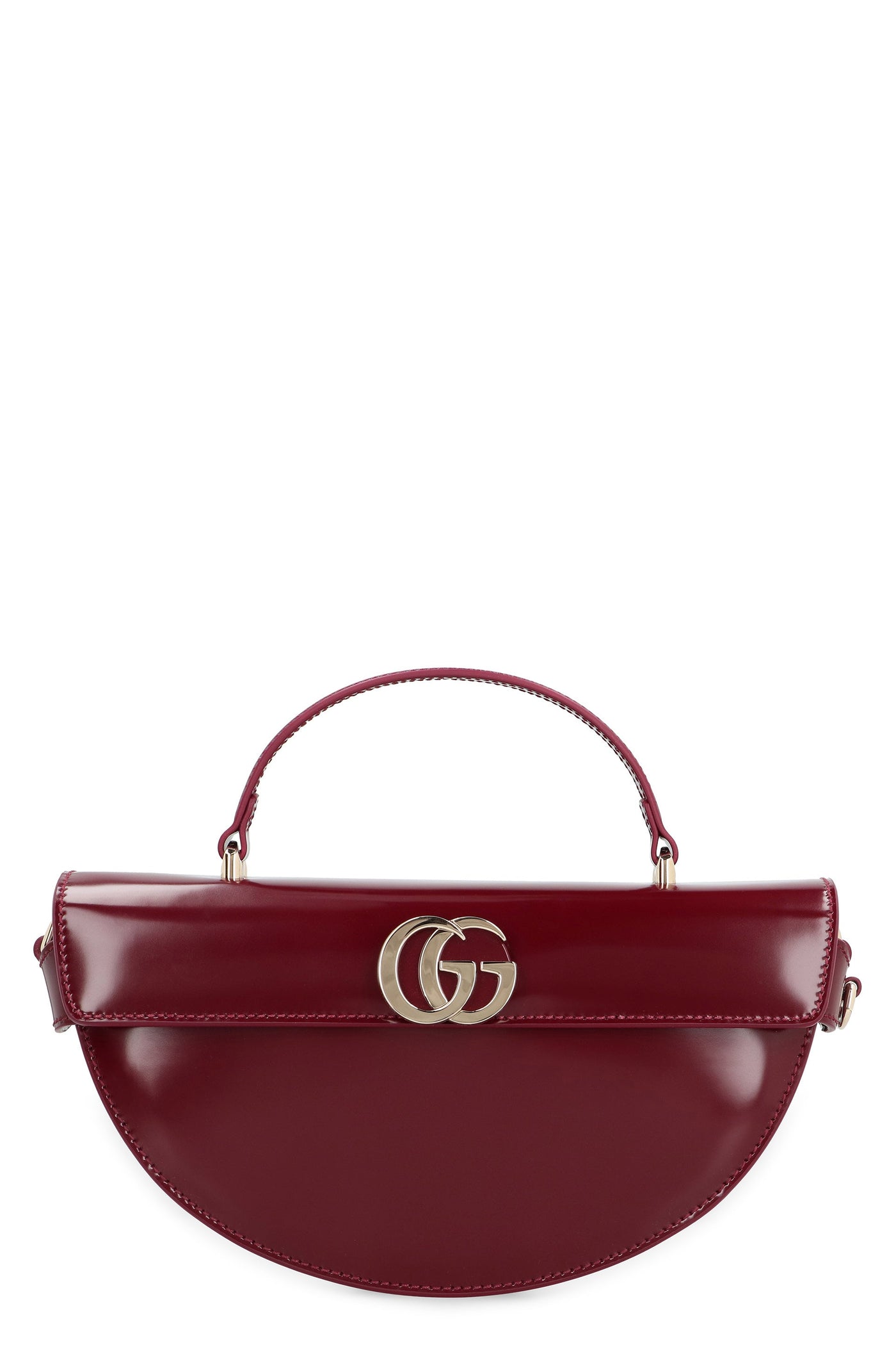 Gucci Calfskin Gg Turn-Lock Flap Top Handle Bag — Red Calf Leather