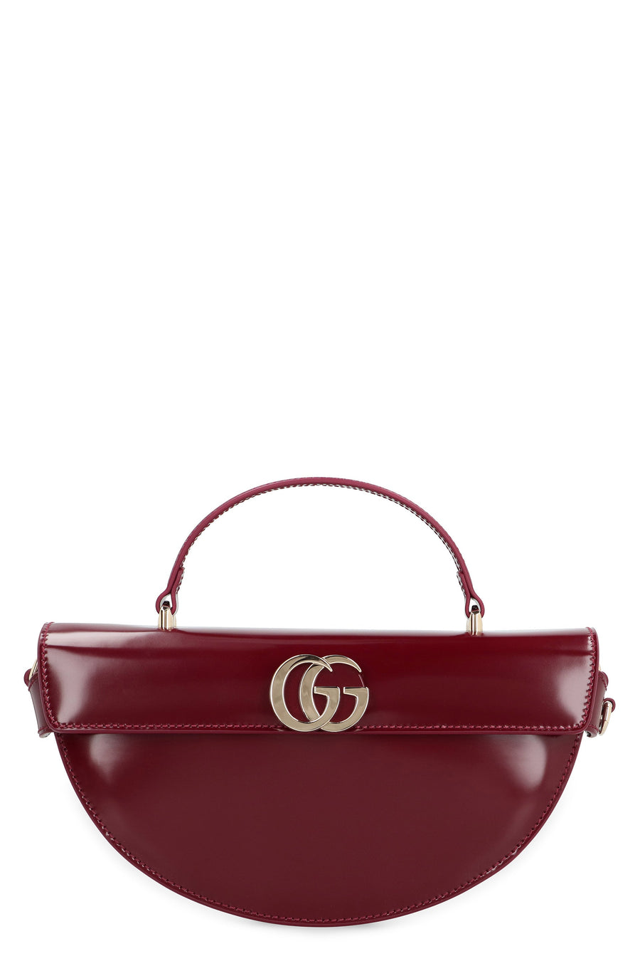 Gucci Calfskin Gg Turn-Lock Flap Top Handle Bag — Red Calf Leather
