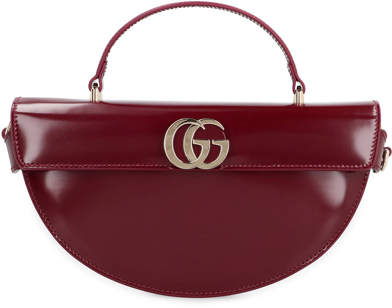 Gucci Calfskin Gg Turn-Lock Flap Top Handle Bag — Red Calf Leather