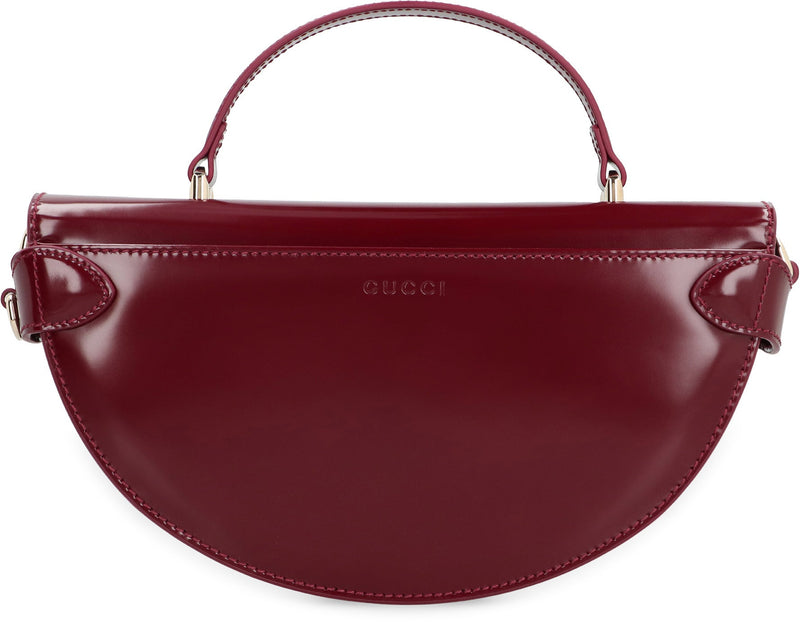 Gucci Calfskin Gg Turn-Lock Flap Top Handle Bag — Red Calf Leather