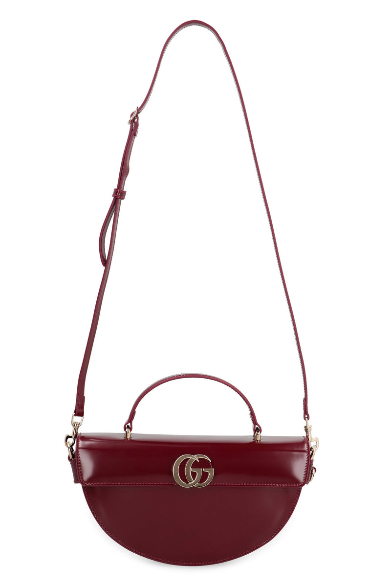Gucci Calfskin Gg Turn-Lock Flap Top Handle Bag — Red Calf Leather