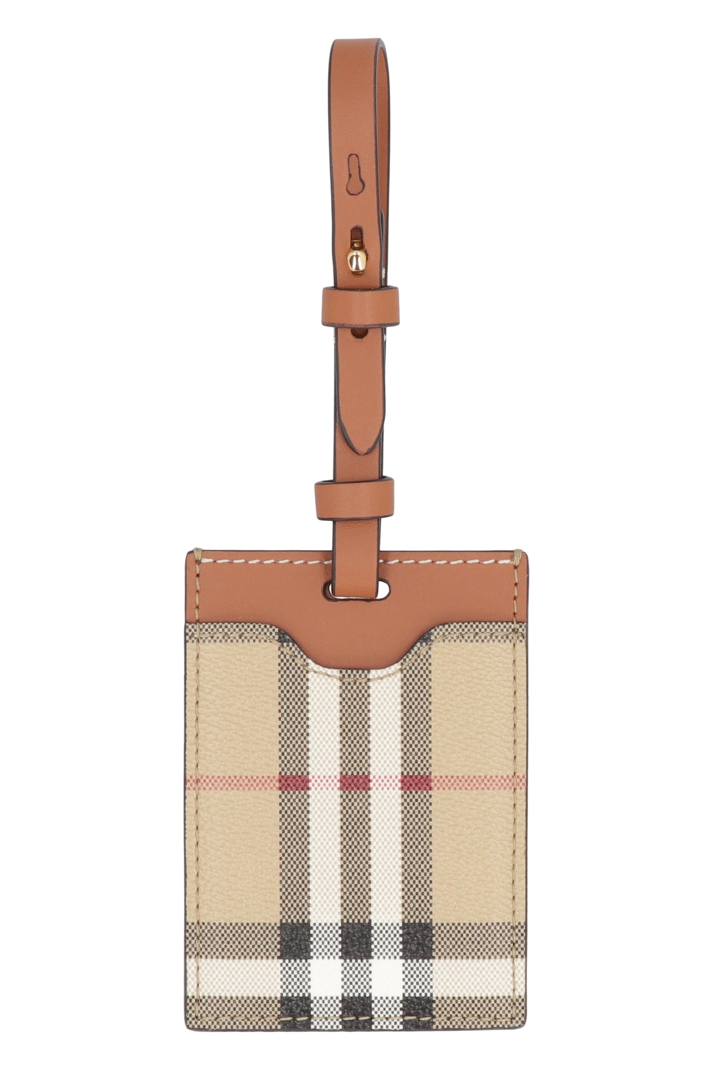 Burberry Leather And Check Canvas Luggage Tag — Brown Cotton Wallet