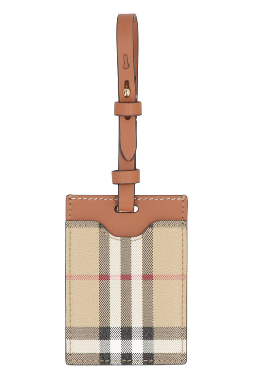 Burberry Leather And Check Canvas Luggage Tag — Brown Cotton Wallet