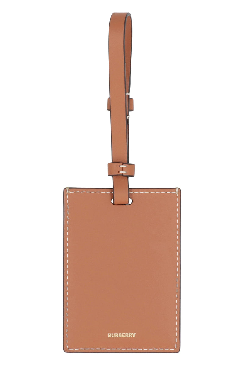 Burberry Leather And Check Canvas Luggage Tag — Brown Cotton Wallet