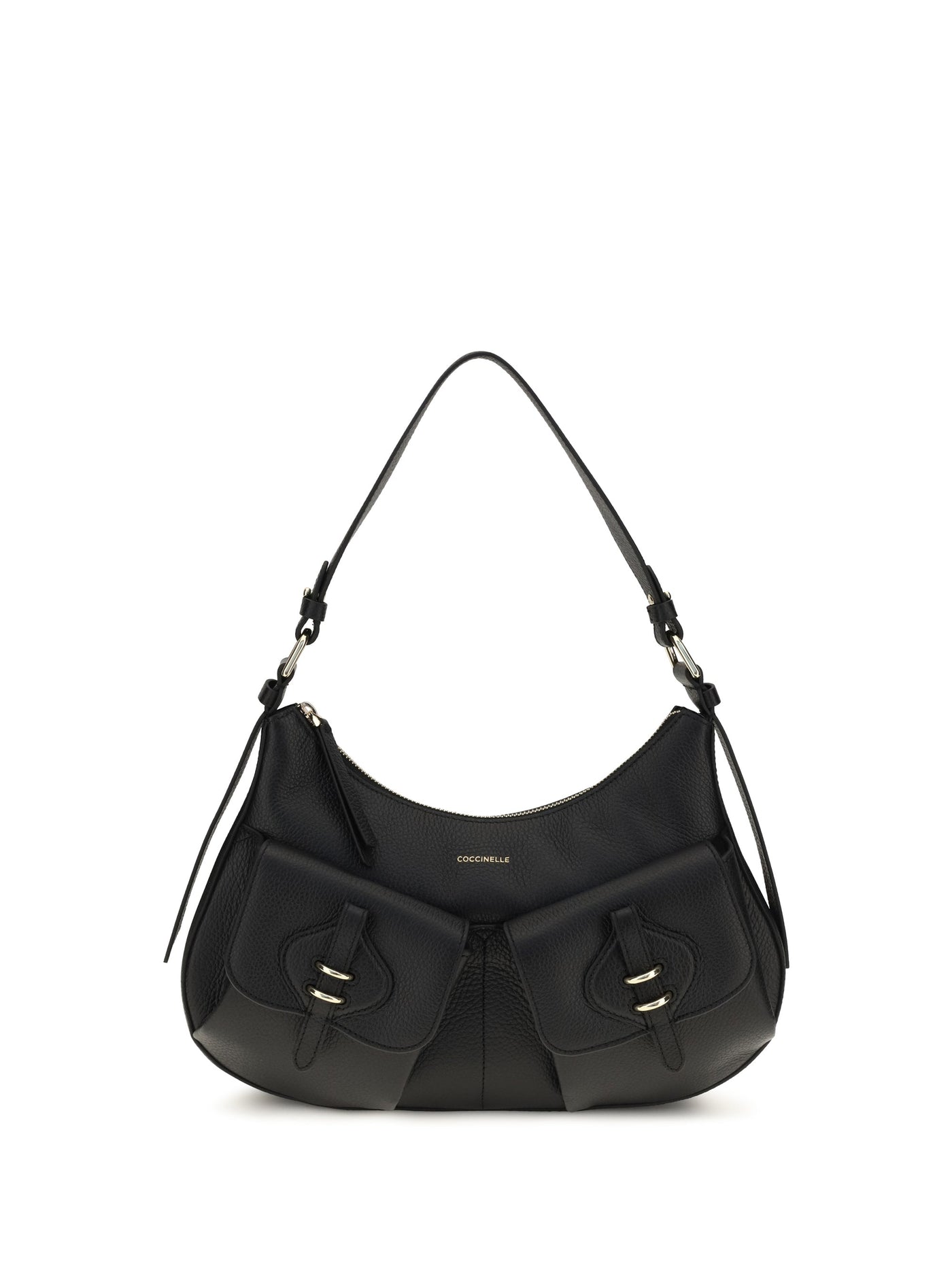 Coccinelle Boheme Shoulder Bag — Black Calf Leather Bos Taurus