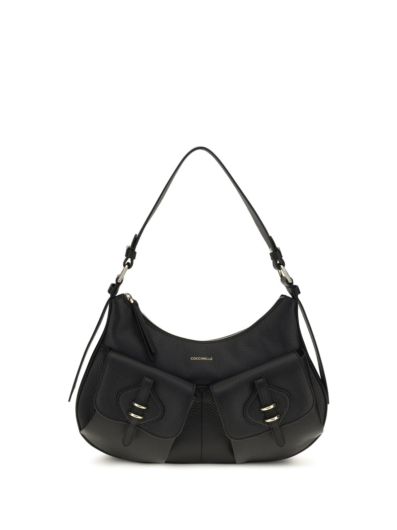 Coccinelle Shoulder Bag — Black Calf Leather