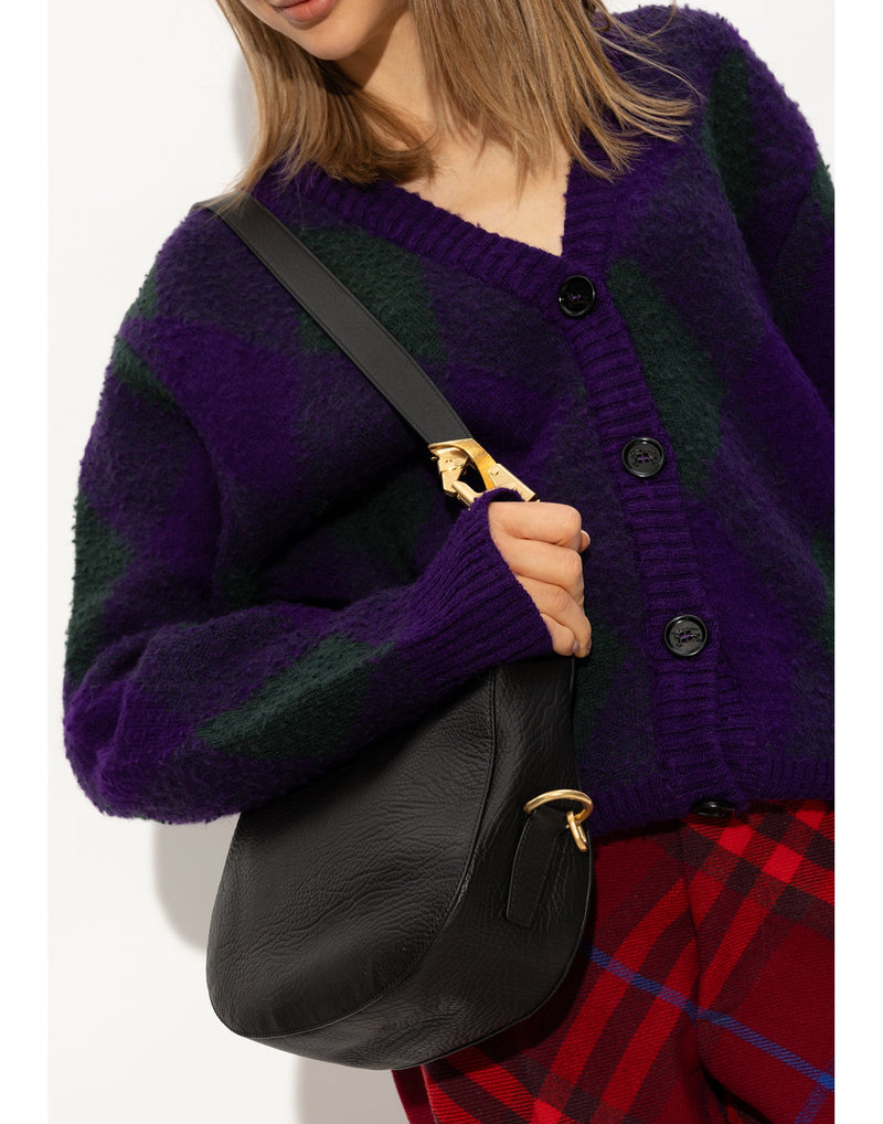 Burberry Knight Shoulder Bag — Black Leather