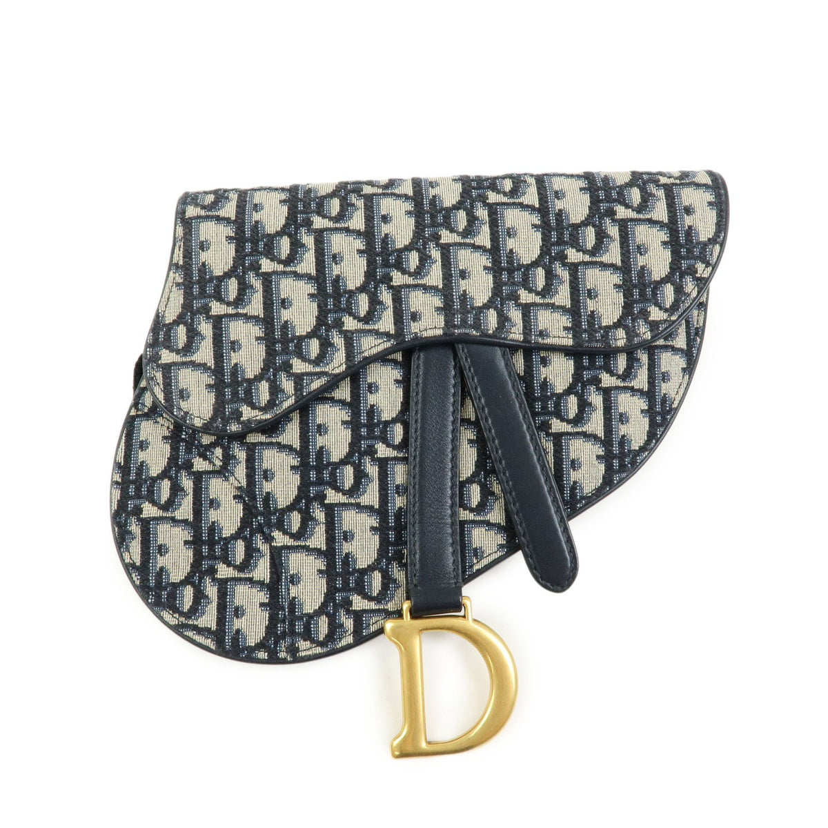 Christian Dior Saddle Belt Oblique Canvas Navy Bag