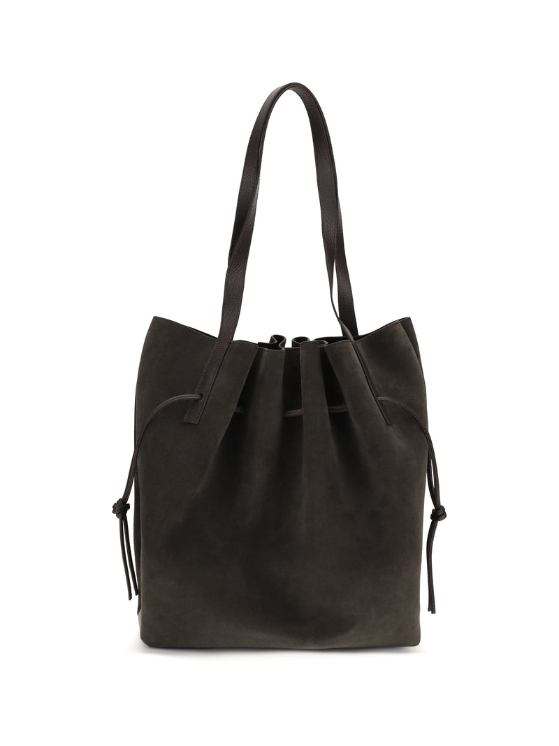 Yuzefi Scallop Shoulder Bag — Black Suede