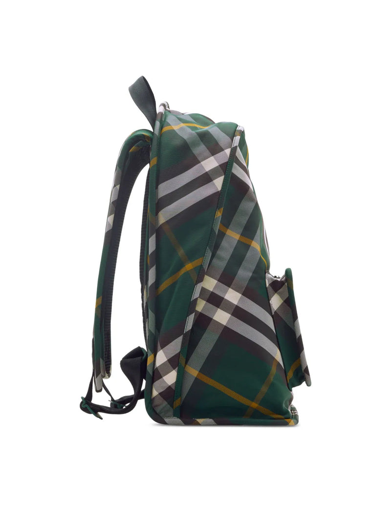 Burberry Shield Check Backpack — Green Nylon