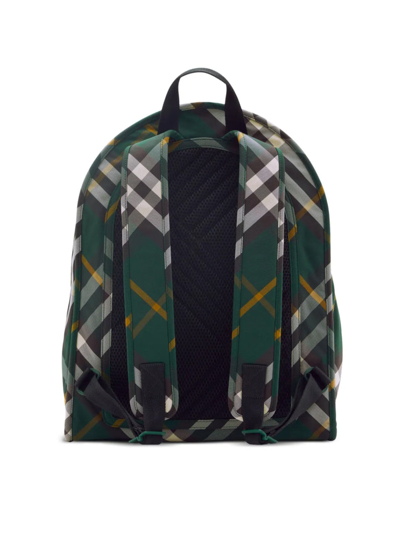Burberry Shield Check Backpack — Green Nylon