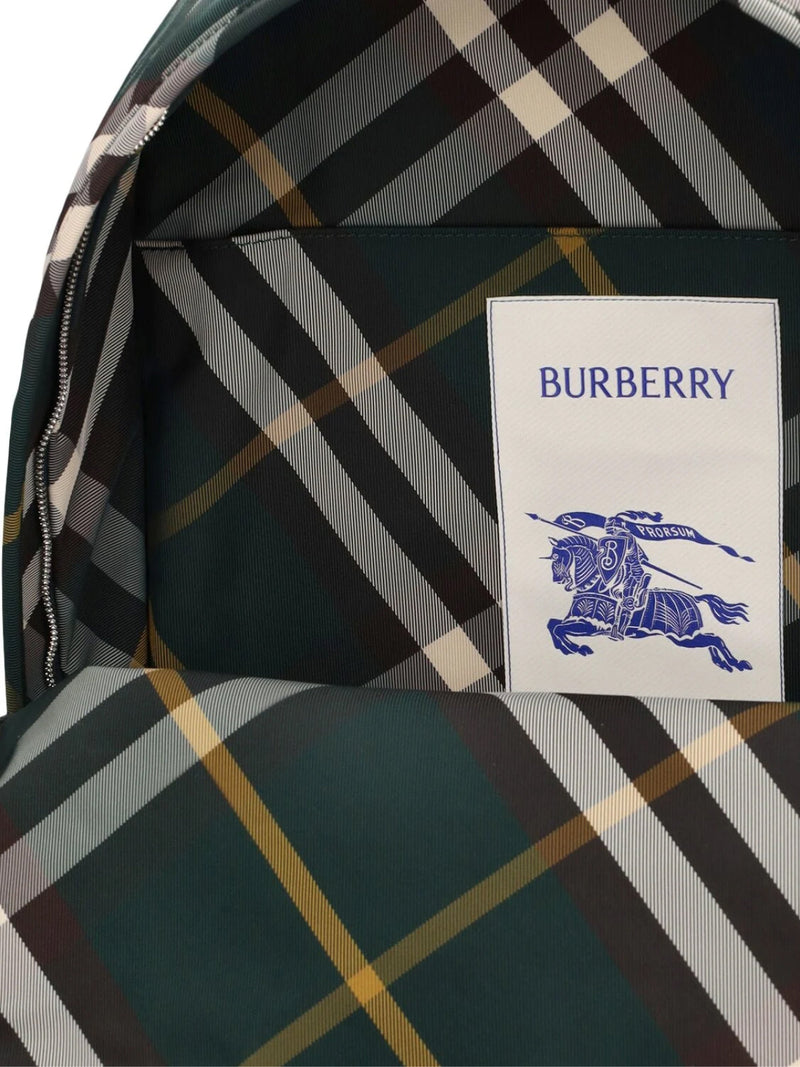 Burberry Shield Check Backpack — Green Nylon