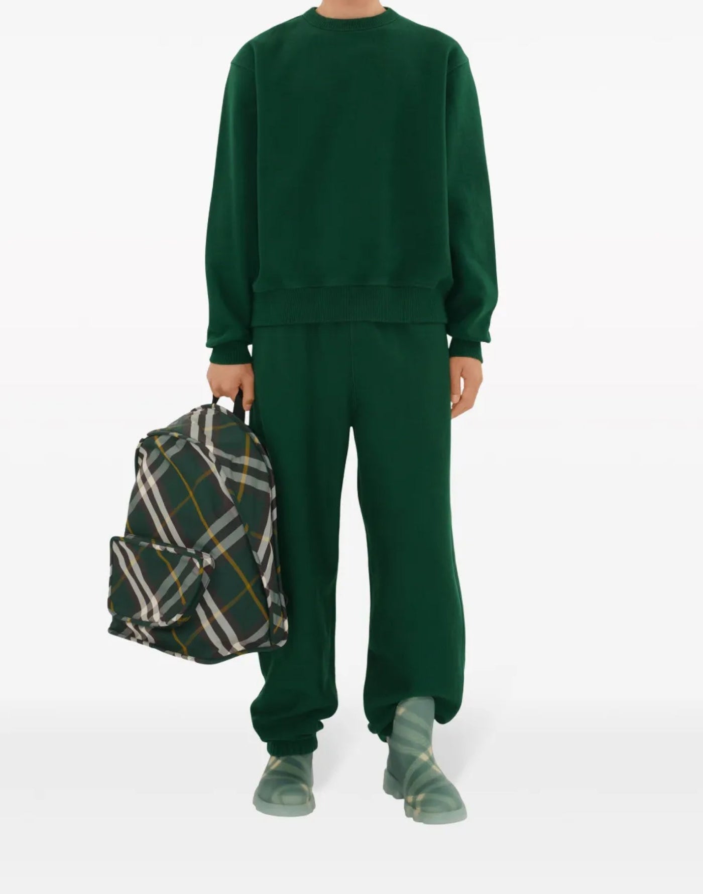 Burberry Shield Check Backpack — Green Nylon