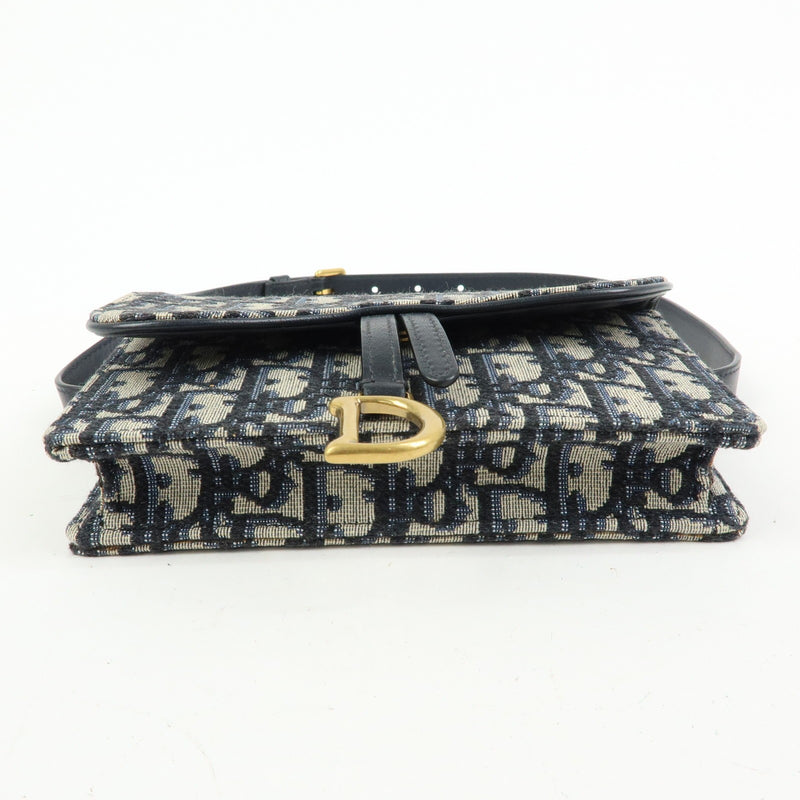 Christian Dior Saddle Belt Oblique Canvas Navy Bag