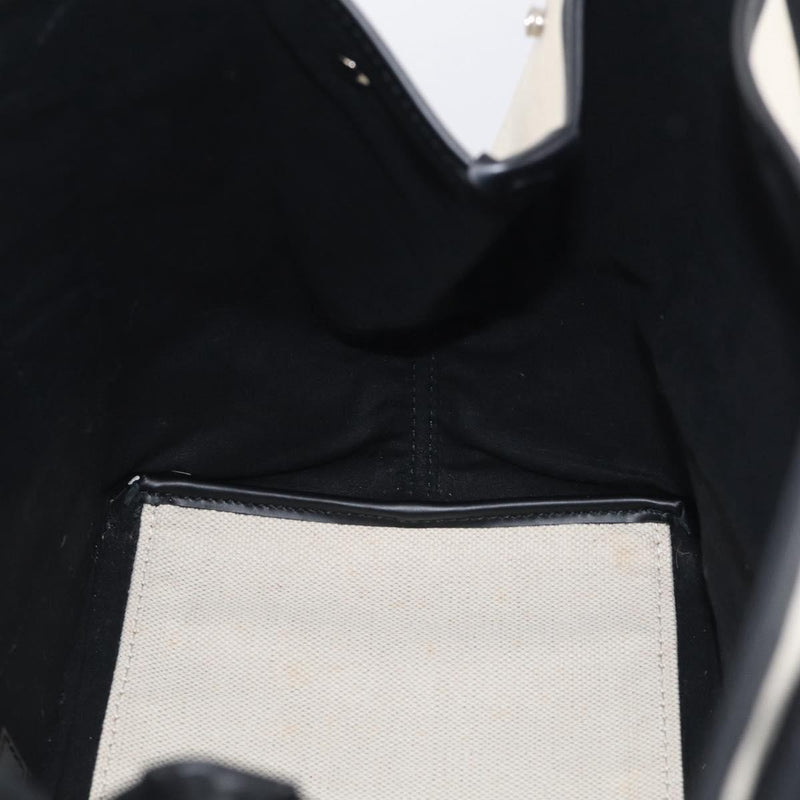 Balenciaga Navy Cabas Canvas With Leather White Bag