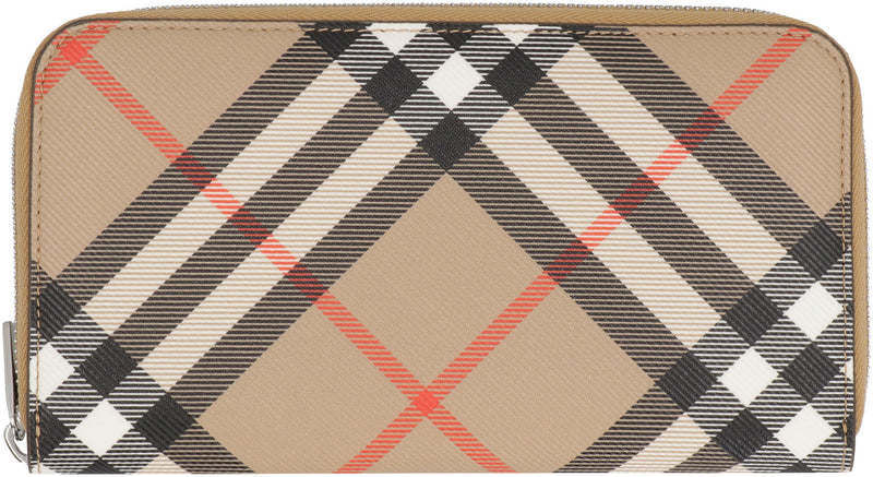 Burberry Check Coated Canvas Wallet — Beige Polyester & Cardholders