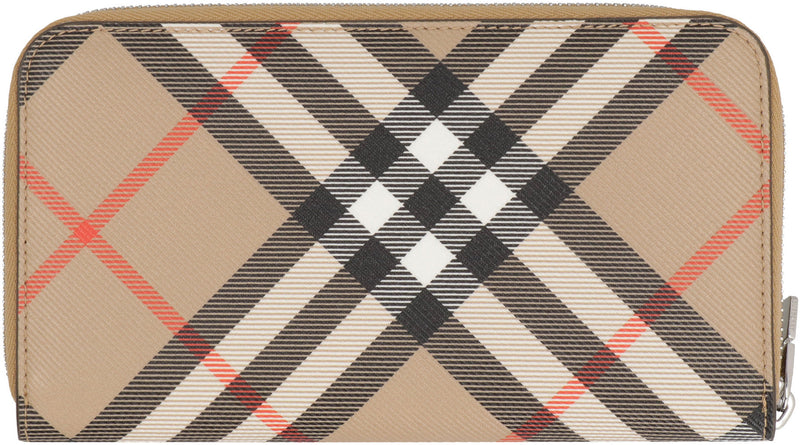Burberry Check Coated Canvas Wallet — Beige Polyester & Cardholders
