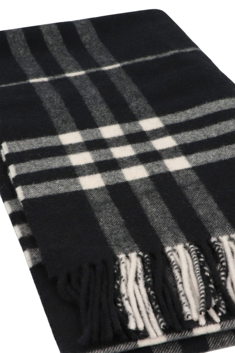 Burberry Checked Cashmere Scarf — Black Scarfs