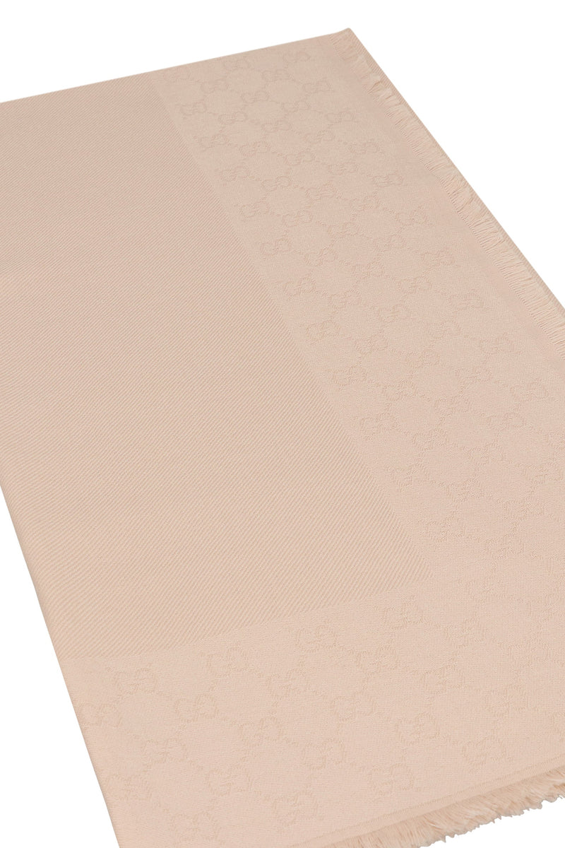 Gucci Silk-Wool Jacquard Shawl — Pink Shawls