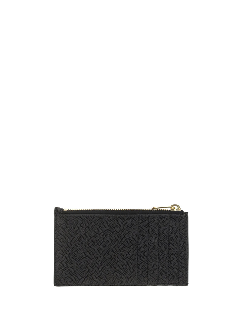 Saint Laurent Quilted Leather With Ysl Logo Cardholder — Black Calf Bos Taurus Wallet