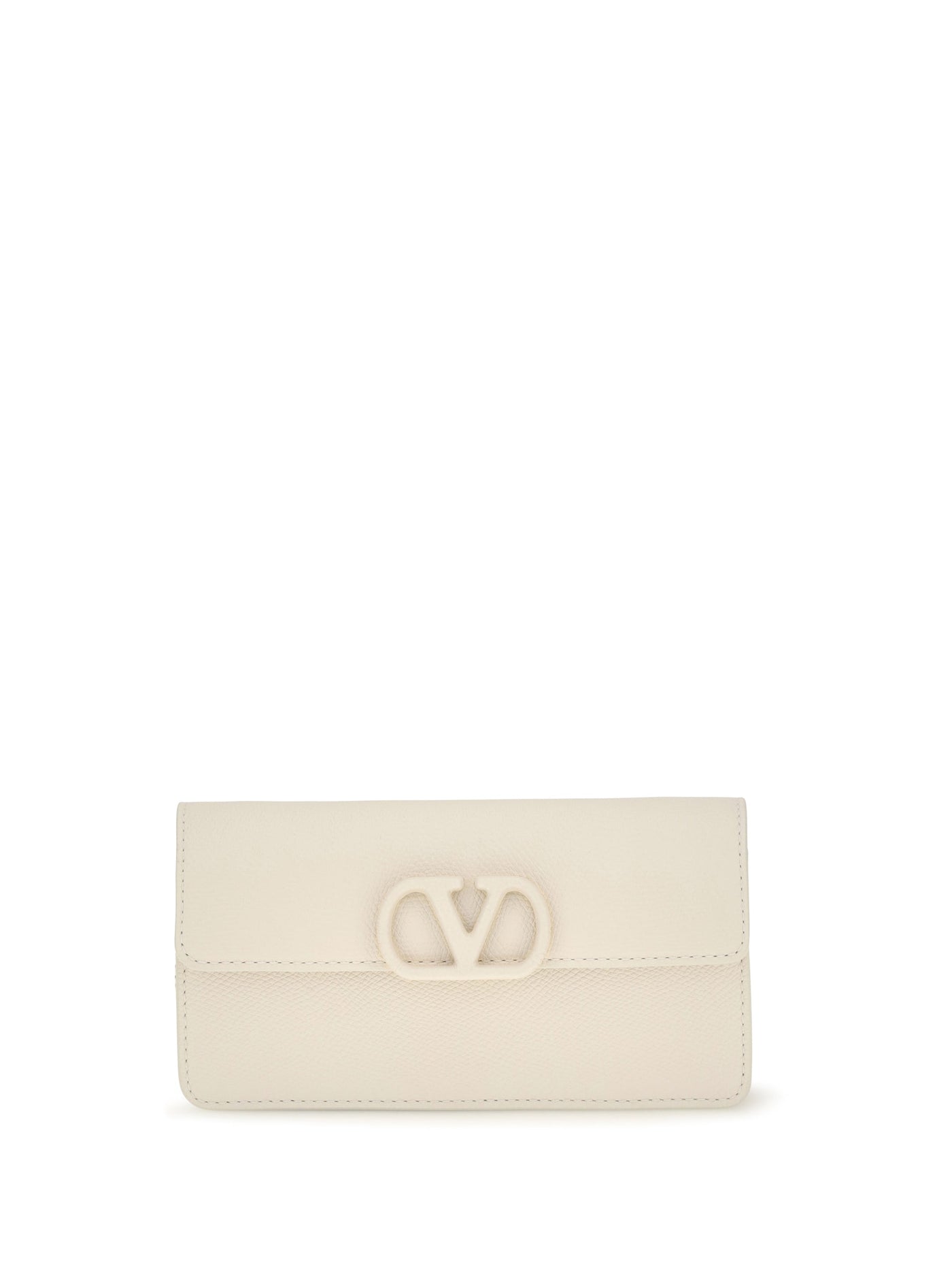 Valentino Garavani Vlogo Wallet — Beige Calf Leather Bos Taurus