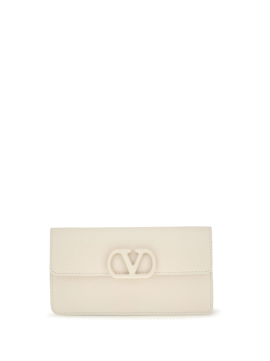 Valentino Garavani Vlogo Wallet — Beige Calf Leather Bos Taurus