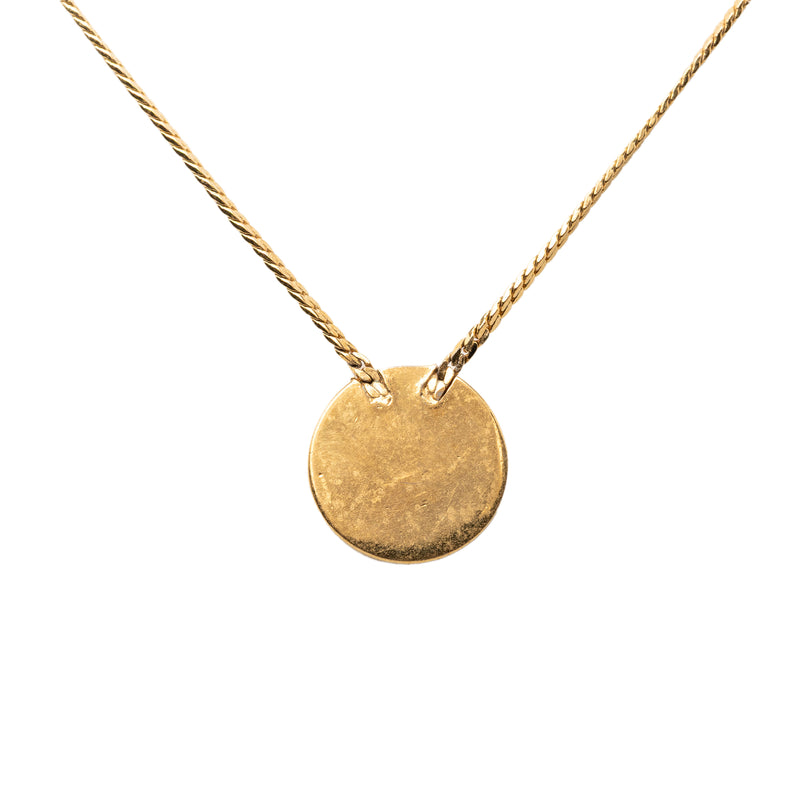 Gold Plated Enamel Logo Round Pendant Necklace - Image 2