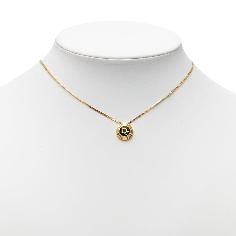 Gold Plated Enamel Logo Round Pendant Necklace - Image 5