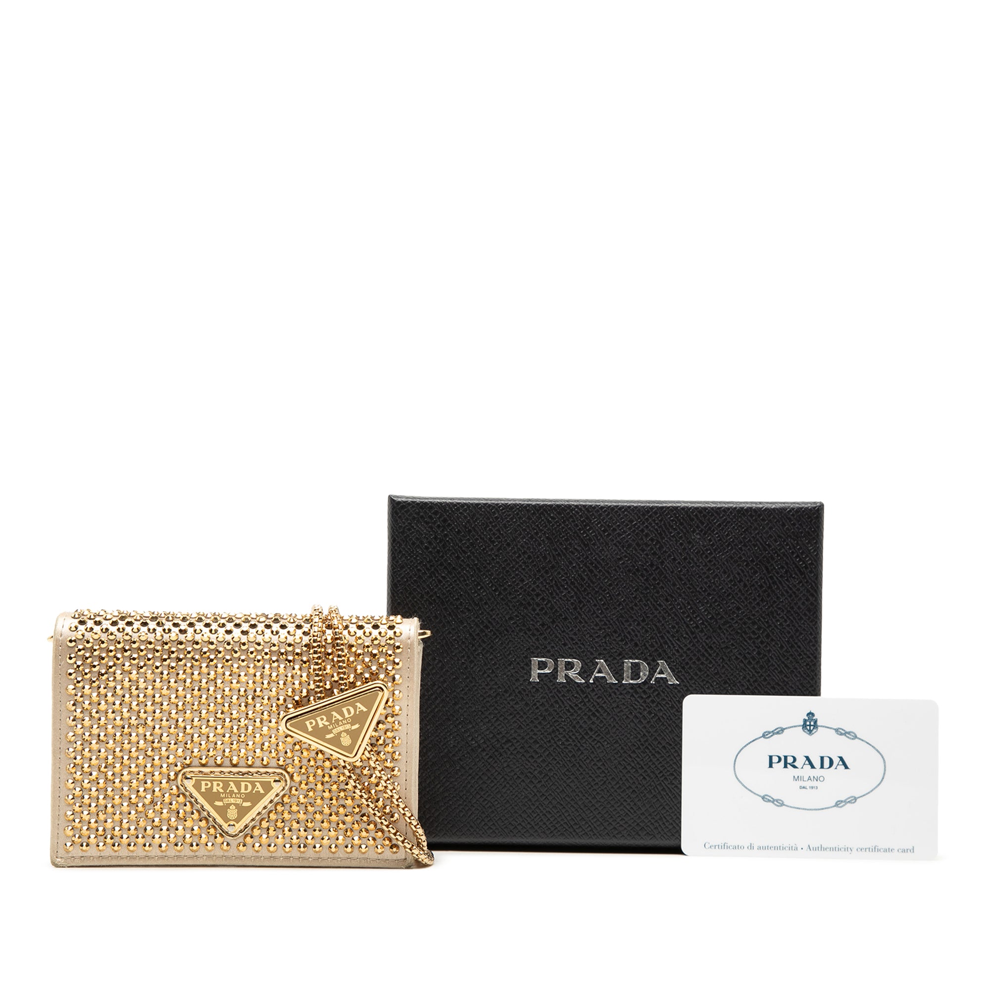 Crystal Embellished Satin Card Holder with Chain - Image 10
