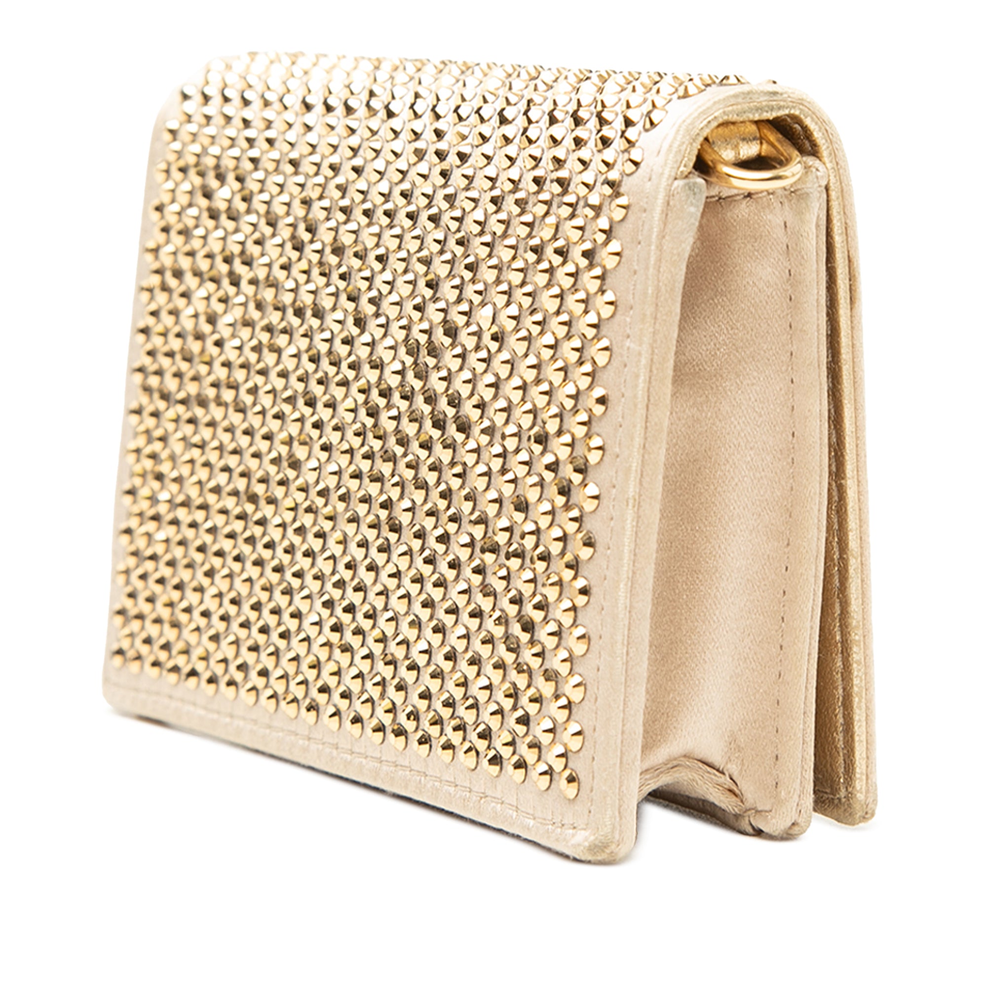 Crystal Embellished Satin Card Holder with Chain - Image 2
