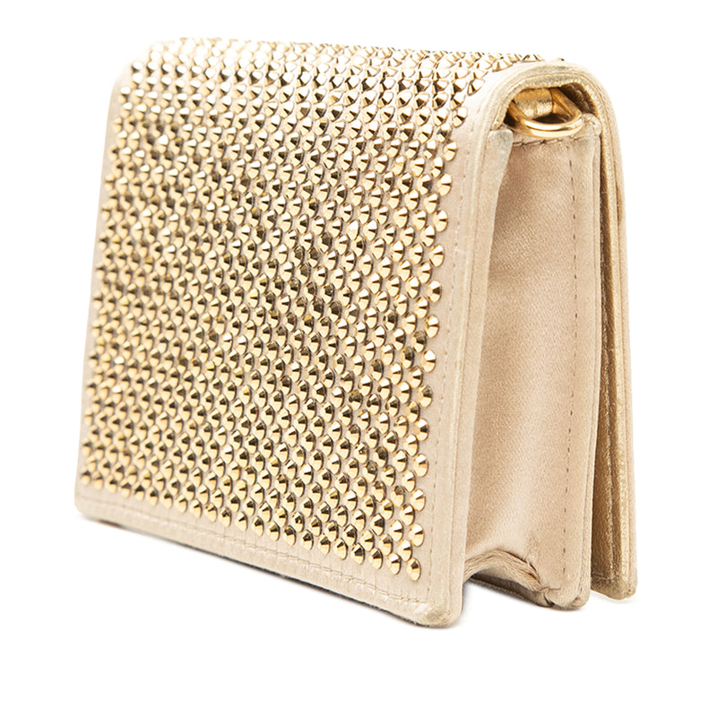 Crystal Embellished Satin Card Holder with Chain - Image 2