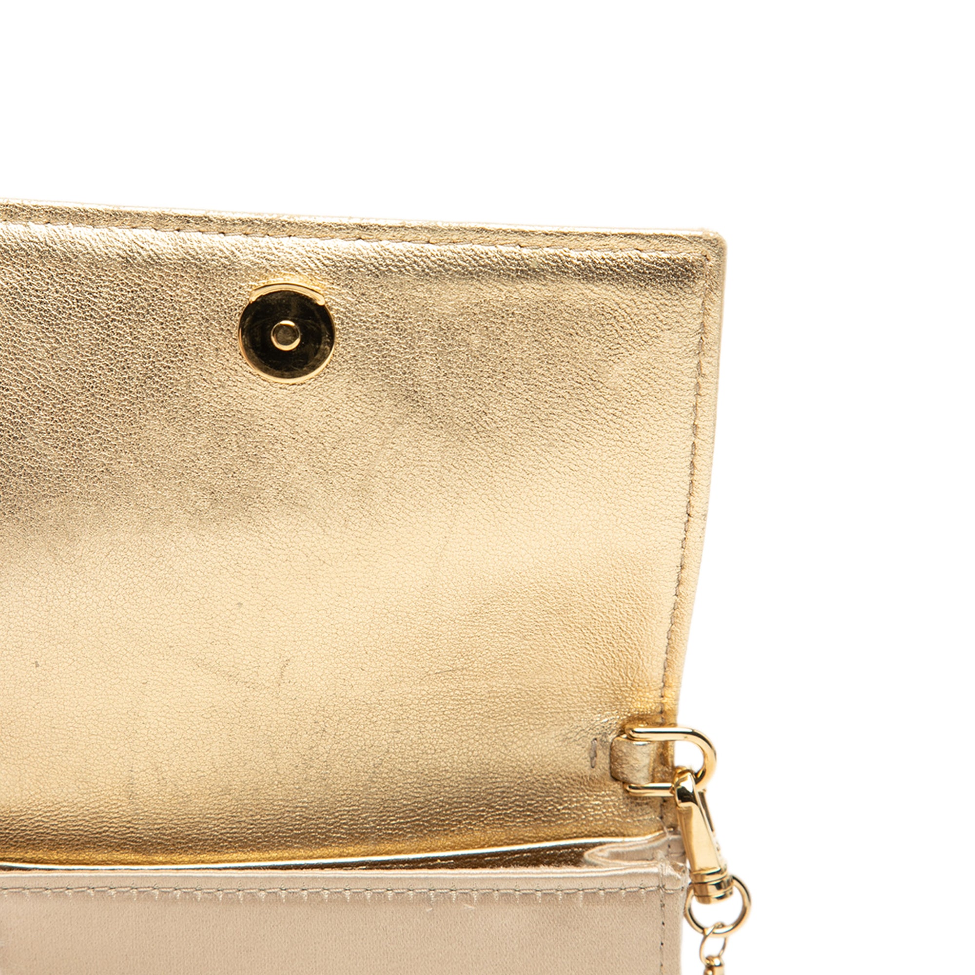 Crystal Embellished Satin Card Holder with Chain - Image 6