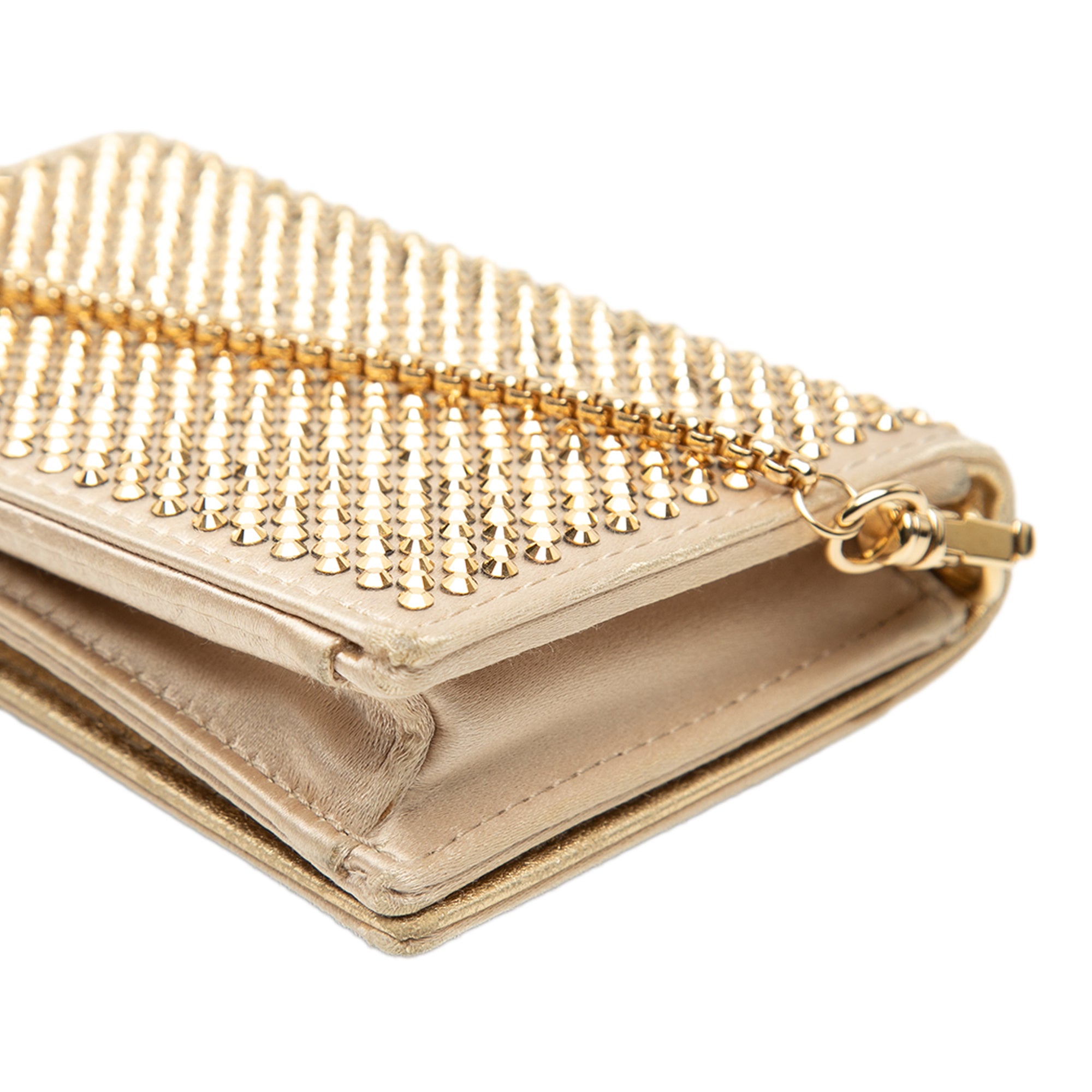 Crystal Embellished Satin Card Holder with Chain - Image 8