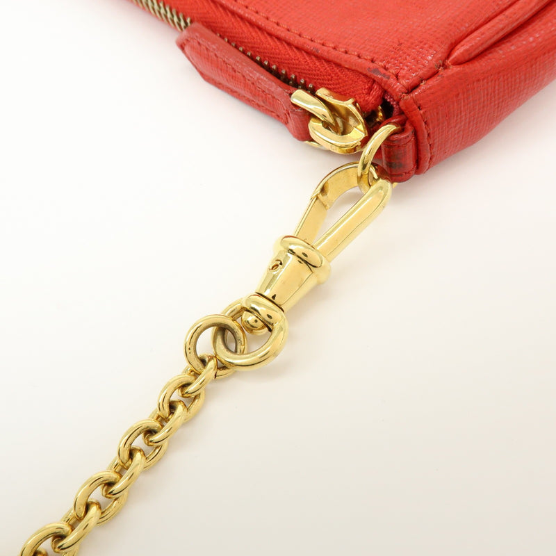 Fendi Chain Pochette Leather Red Bag