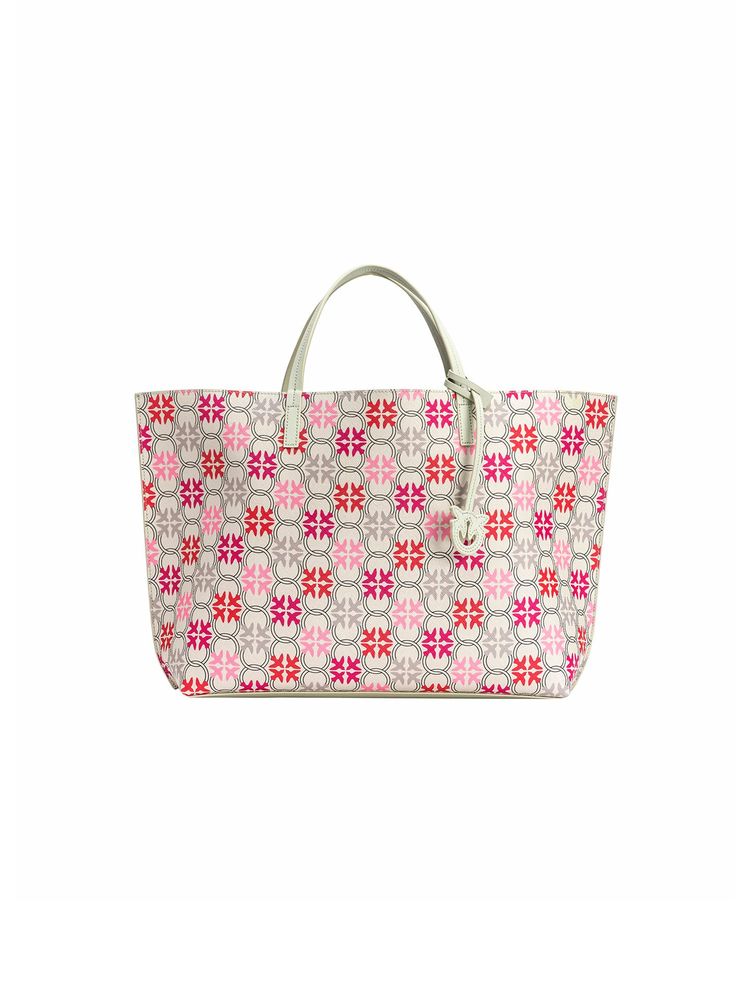 Pinko Geometric-Patterned Shopper Bag — White Polyethylene