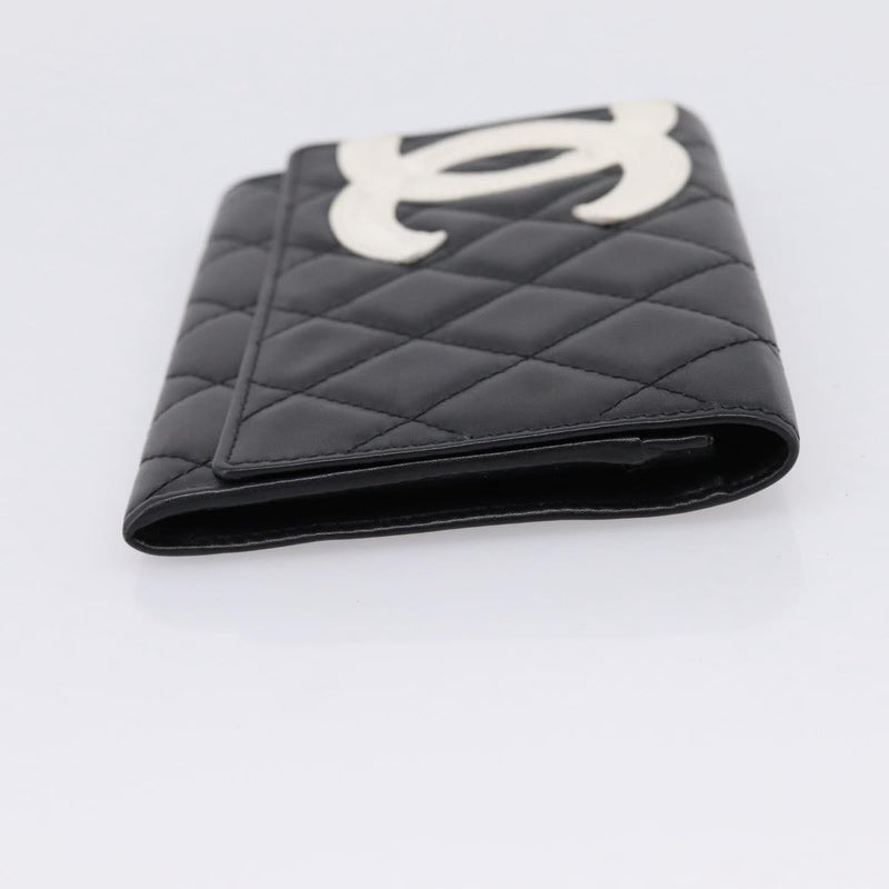 Chanel Cambon Flap Card Case Quilted Lambskin Black Leather Accessory