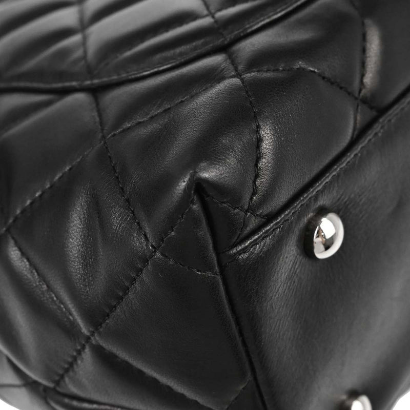 Chanel Vintage Classic Top Handle Flap Quilted Lambskin Black Leather Bag