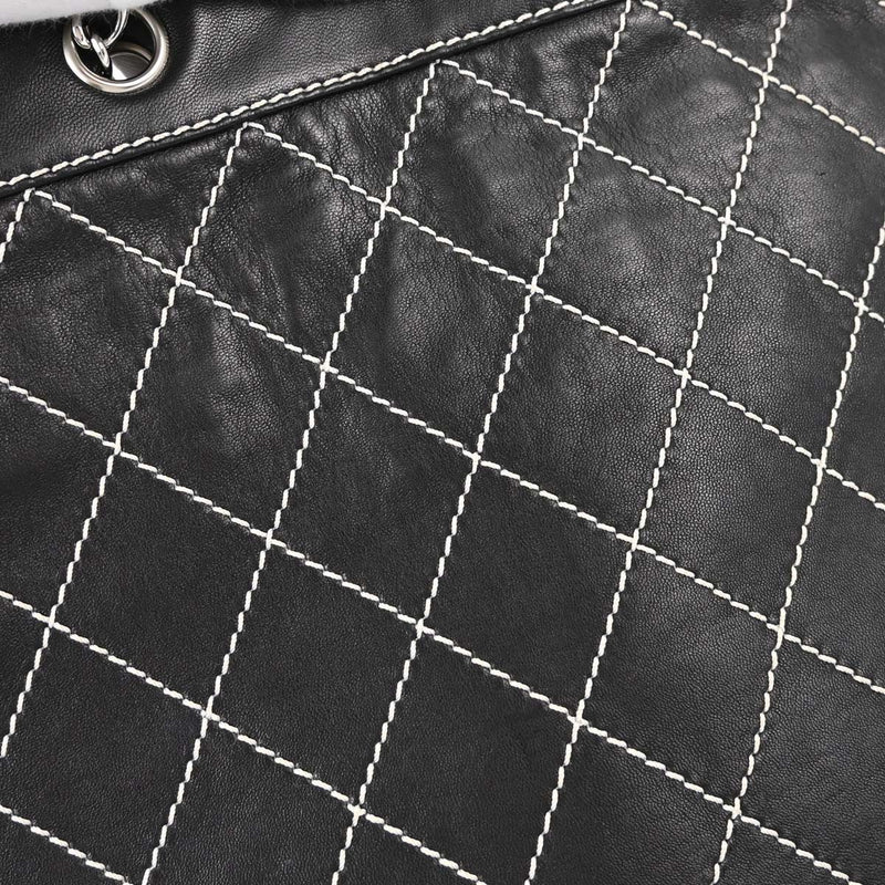 Chanel Surpique Chain Quilted Leather Black Calfskin Bag