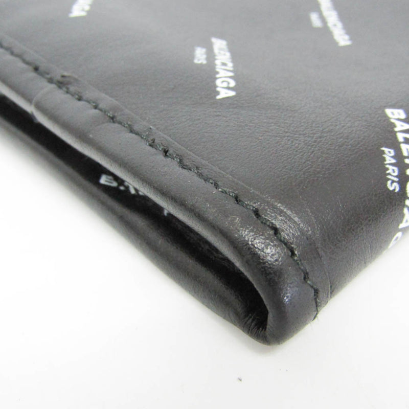 Balenciaga Logo Bazar Leather Black Bag