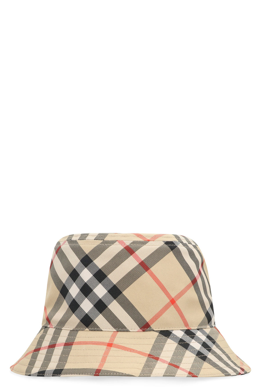Burberry 8100740 Check Motif Bucket Hat — Beige Polyester