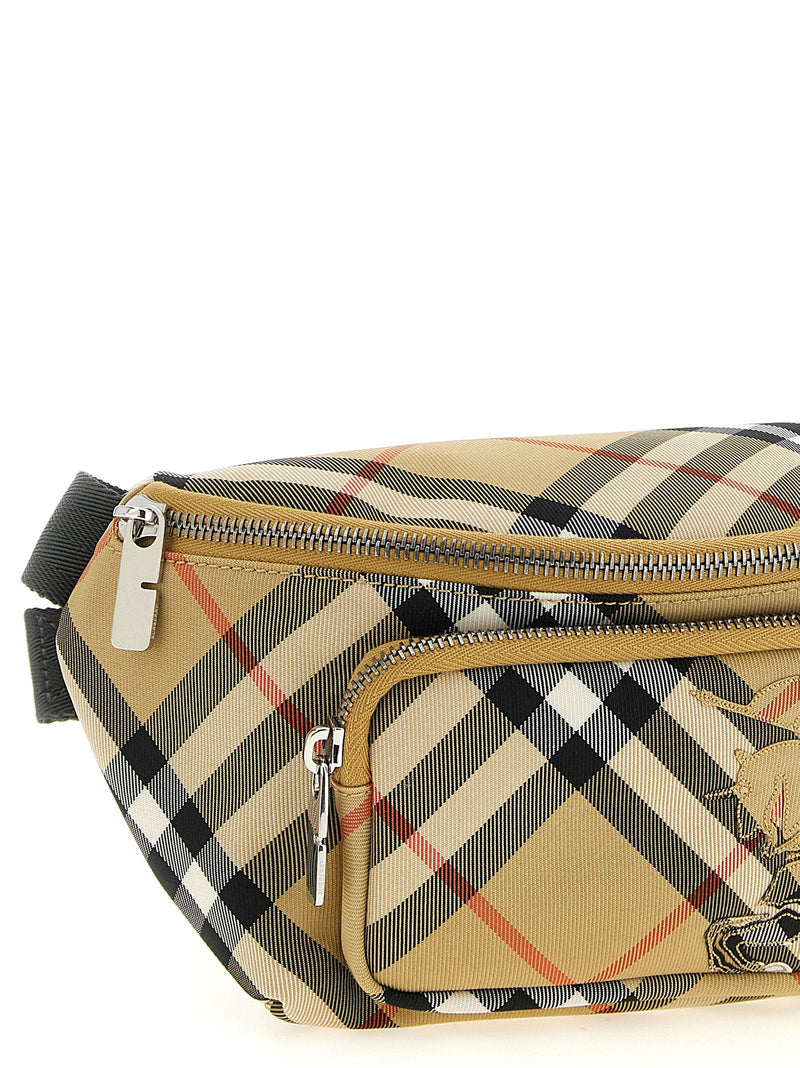 Burberry Check Belt Bag — Beige Technical Fabric