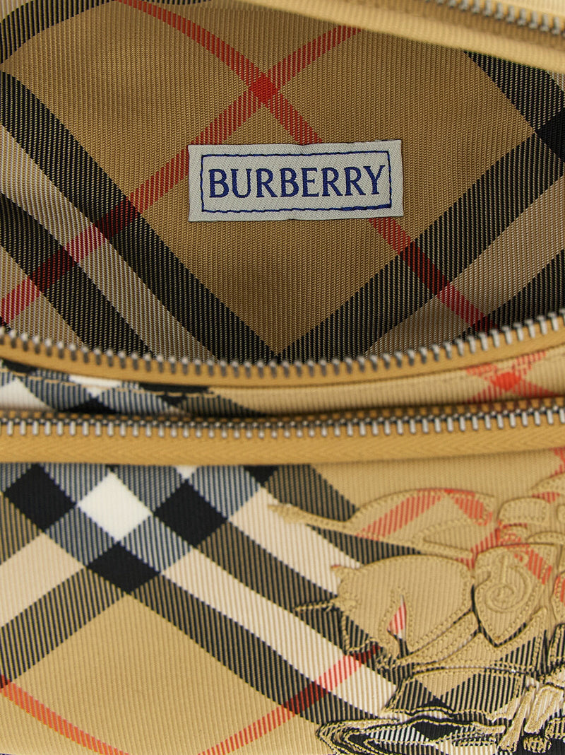 Burberry Check Belt Bag — Beige Technical Fabric