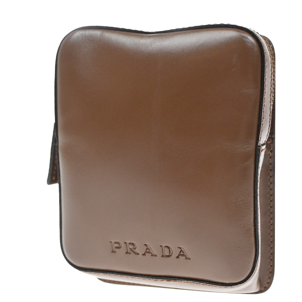 Prada Logo Pouch Leather Brown