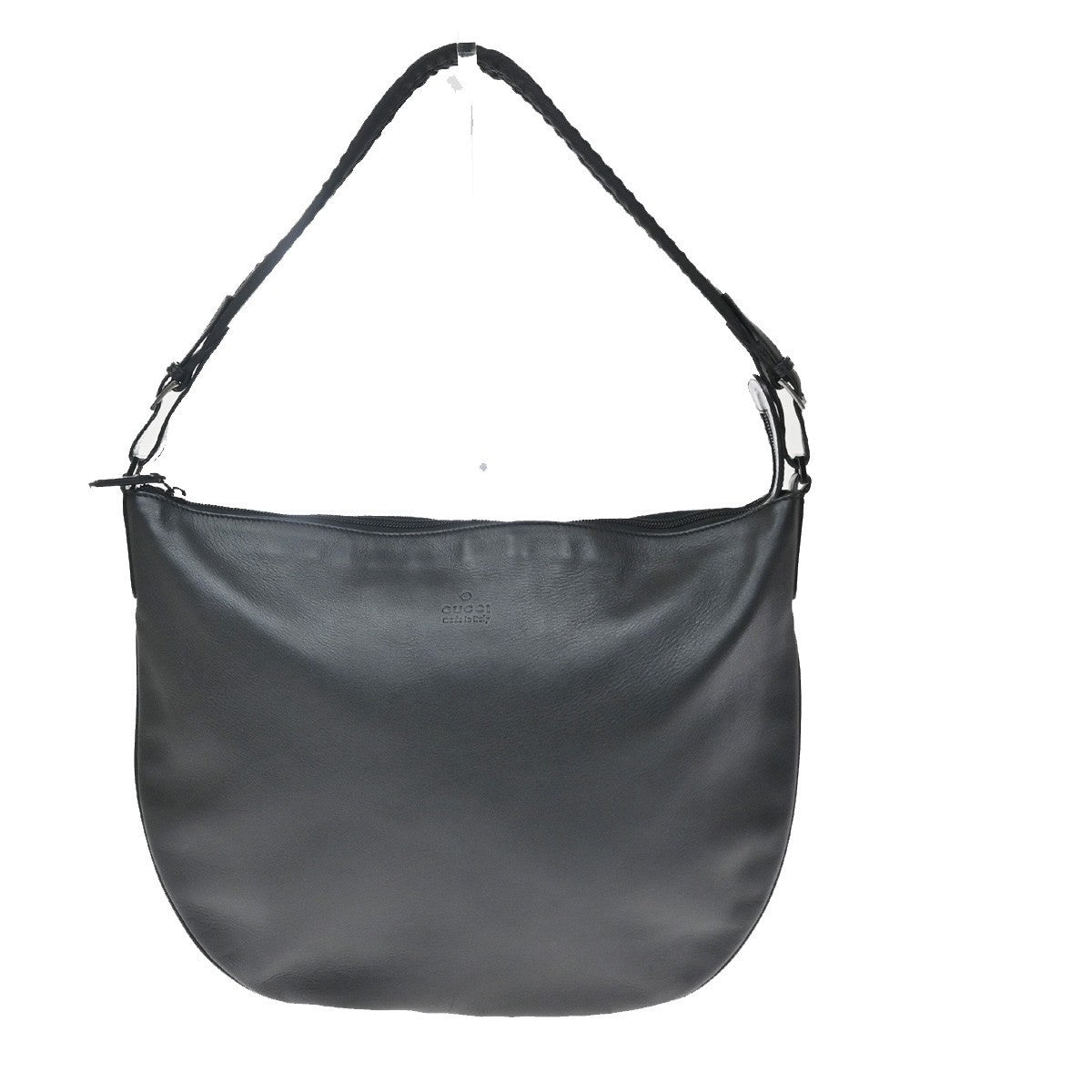 Gucci Vintage Web Half Moon Leather Black Bag