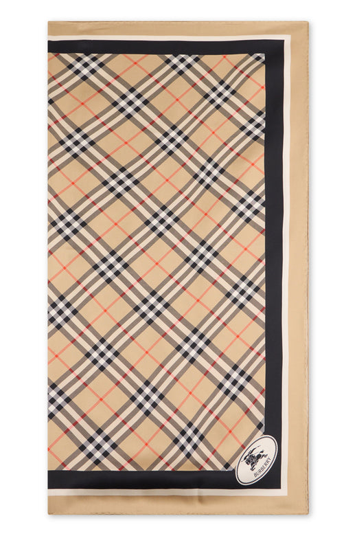 Burberry Check-Patterned Silk Scarf — Beige Scarfs