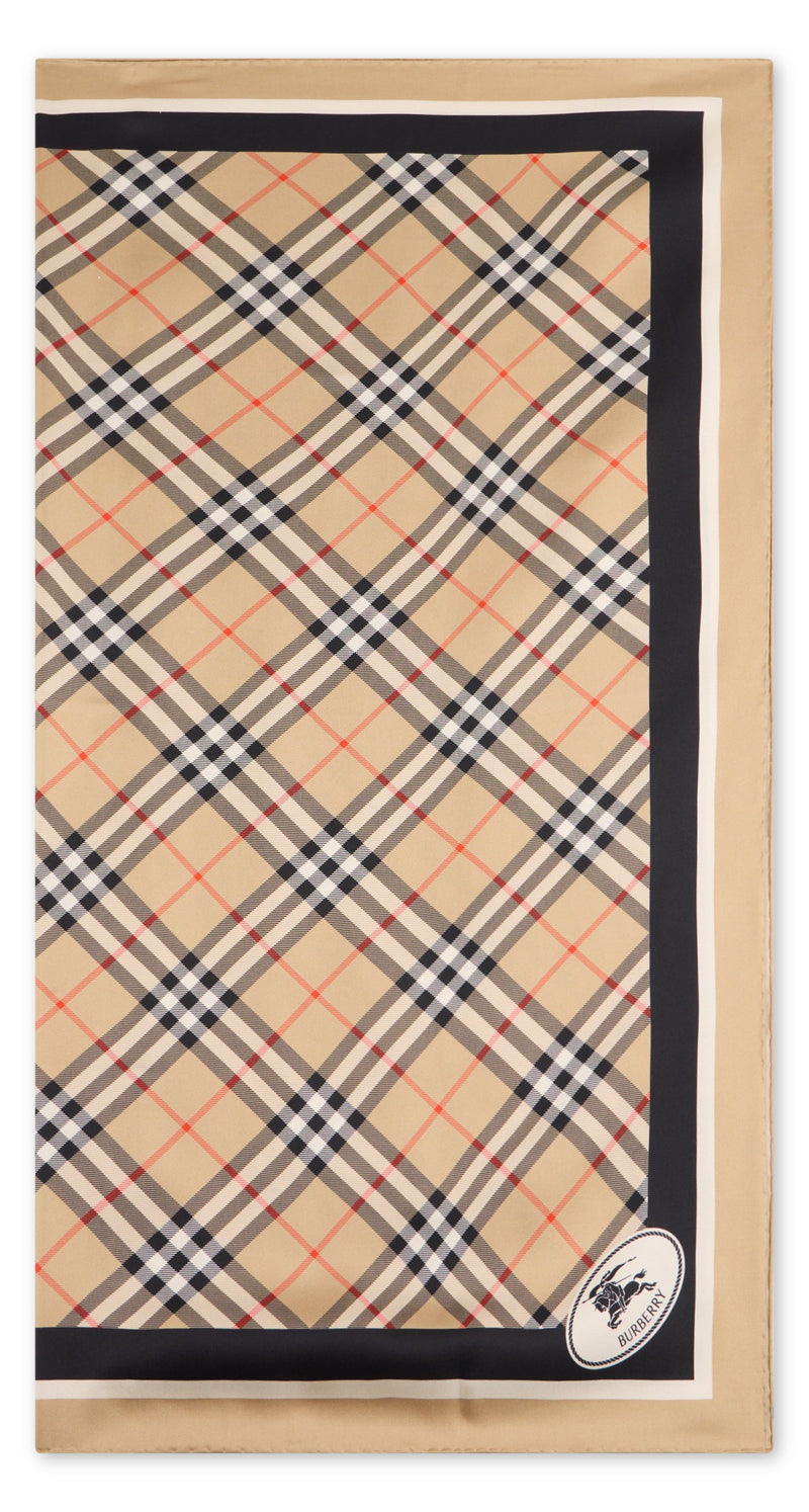 Burberry Check-Patterned Silk Scarf — Beige Scarfs