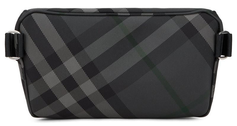 Burberry Check-Pattern Nylon Belt Bag — Gray Polyamide